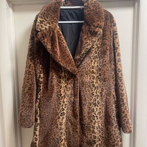 Leopard Print Faux Fur Coat